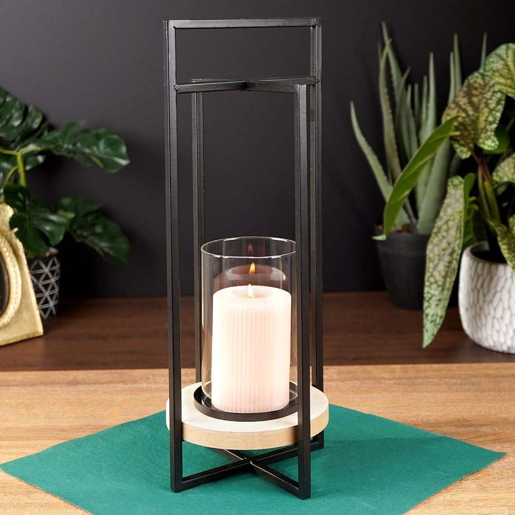 High Candlestick in Black Metal for 10 cm Candles