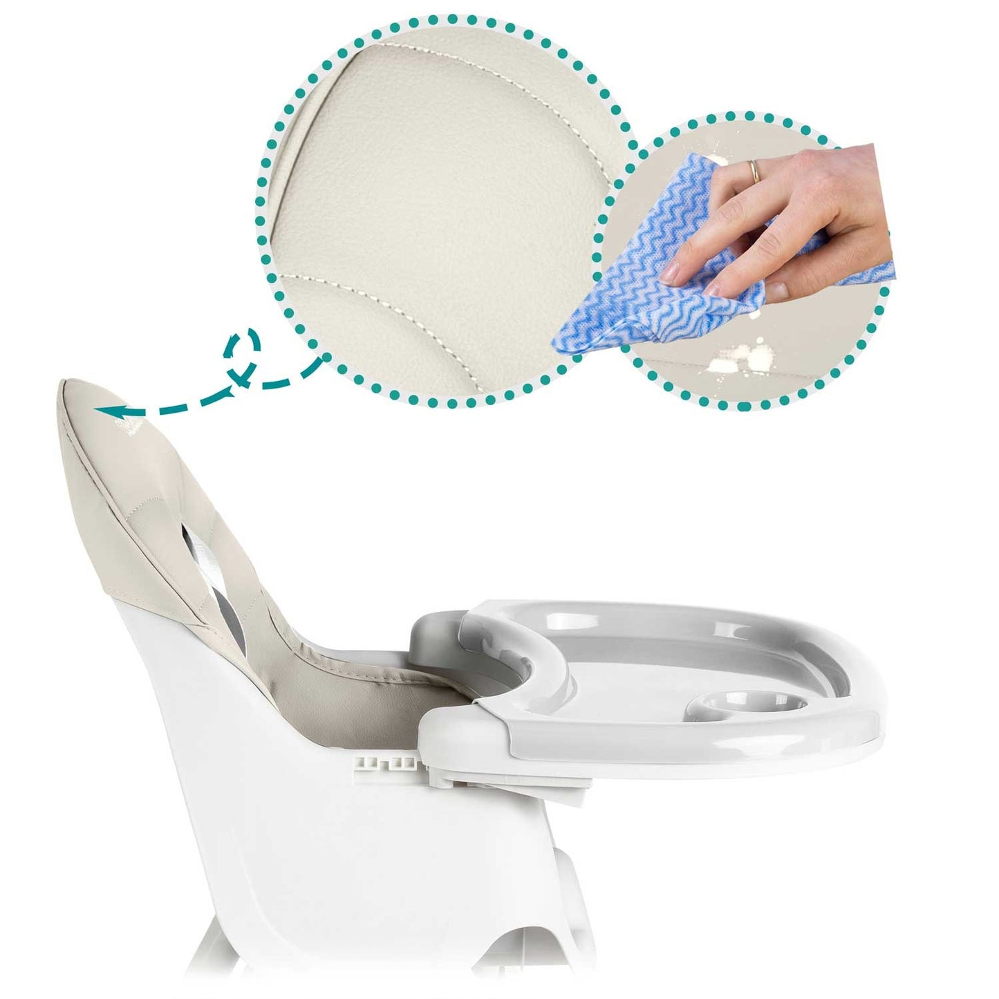 High Chair with Table & Bib, Gray