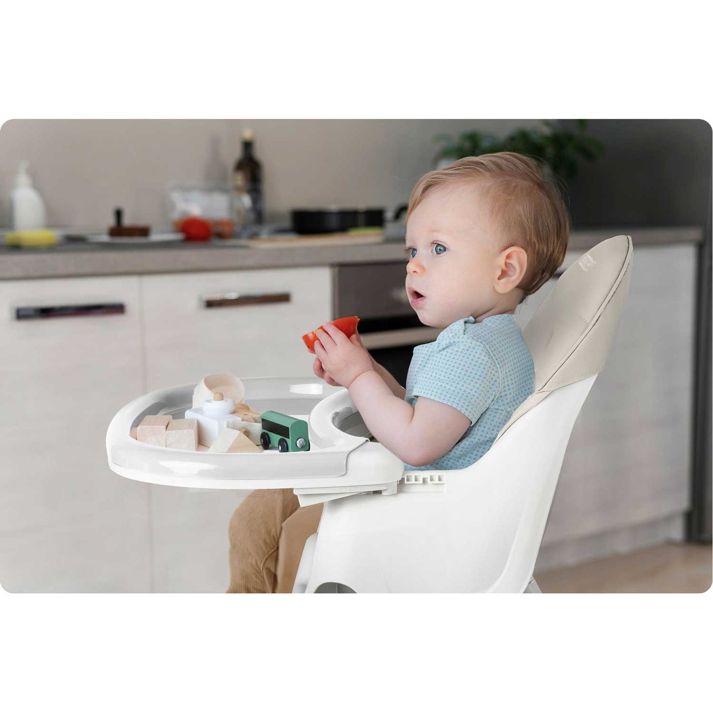 High Chair with Table & Bib, Gray