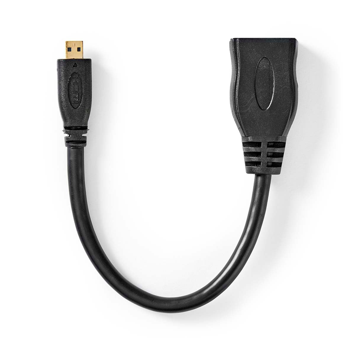 High Speed HDMI™ Cable with Ethernet | HDMI™ Micro Connector | HDMI™ Output | 4K@30Hz | 10.2 Gbps | 0.20 m | Round | PVC | Black | Box
