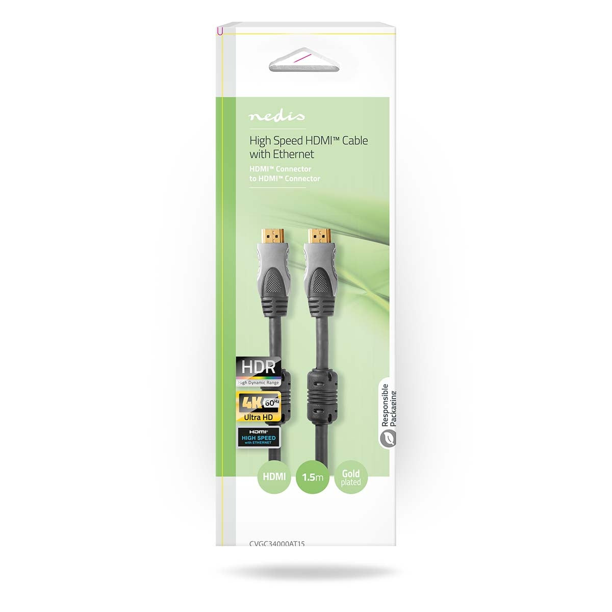 High Speed HDMI ™ cable with Ethernet | HDMI™ Connector | HDMI™ Connector | 4K@60Hz | 18 Gbps | 1.50 m | Round | PVC | Anthracite | Box