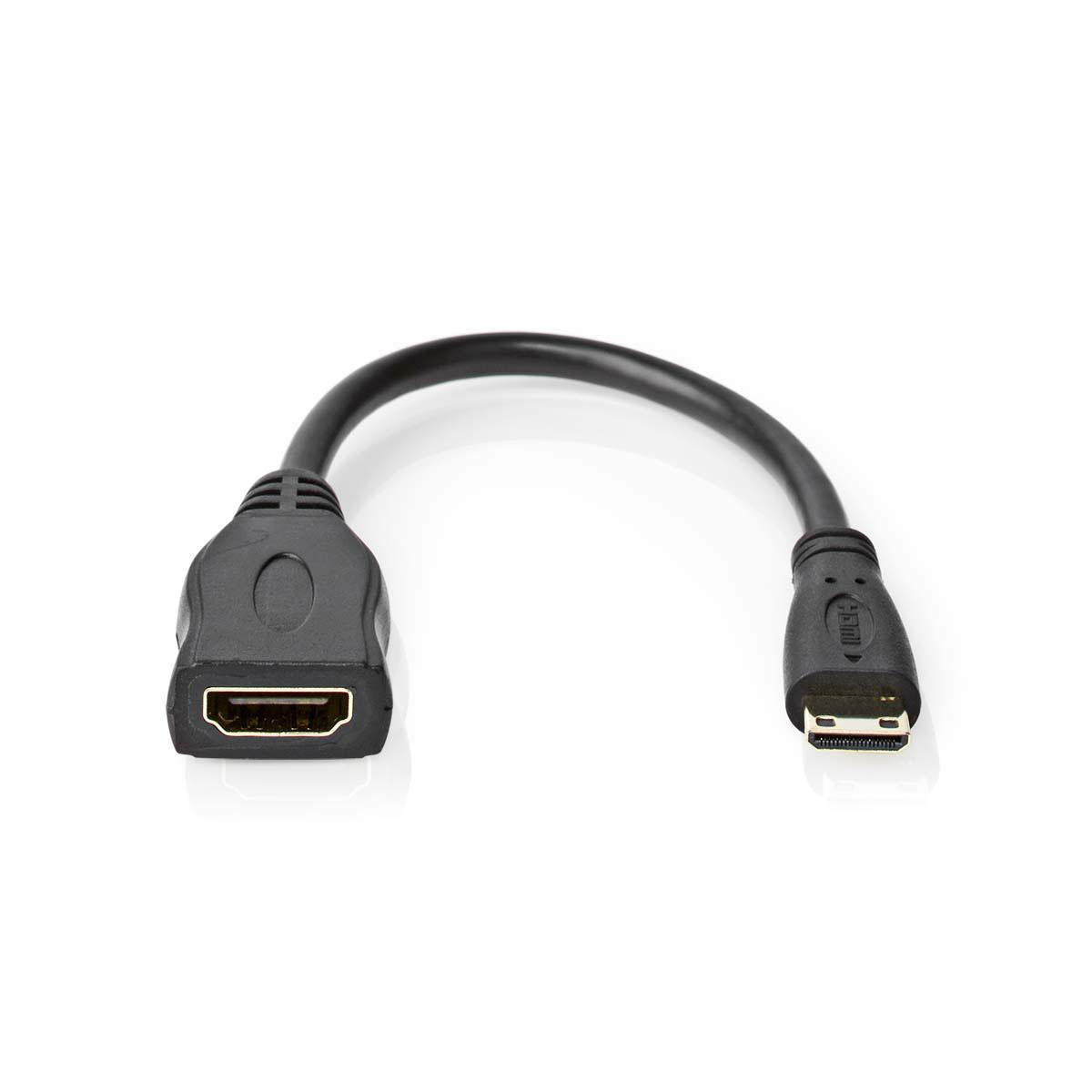 High Speed HDMI ™ cable with Ethernet | HDMI™ Mini connector | HDMI™ Output | 4K@30Hz | 10.2 Gbps | 0.20 m | Round | PVC | Black | Plastic bag