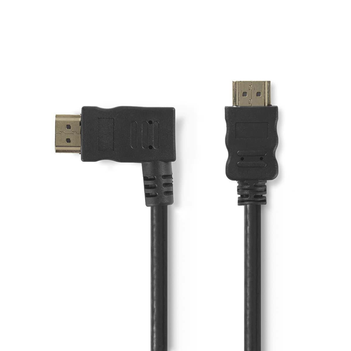 High Speed HDMI ™ cable with Ethernet | Left Hooked HDMI™ Connector | HDMI™ Connector | 4K@30Hz | 10.2 Gbps | 1.50 m | Round | PVC | Black | Plastic bag