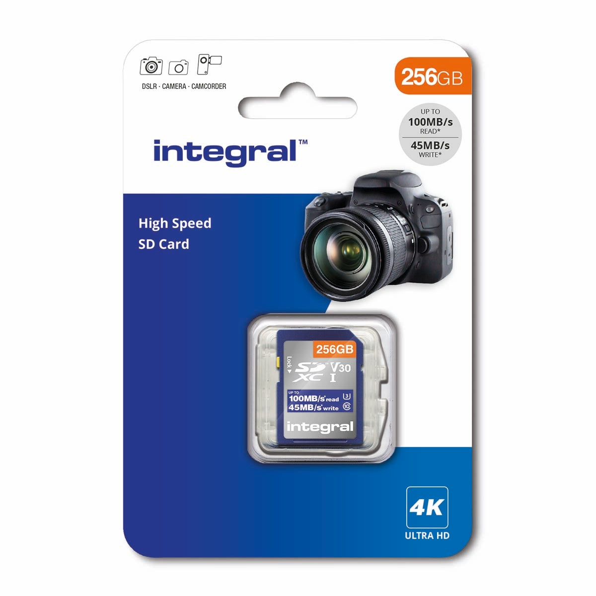 High Speed SDHC/XC V30 UHS-I U3 256GB SD memory card