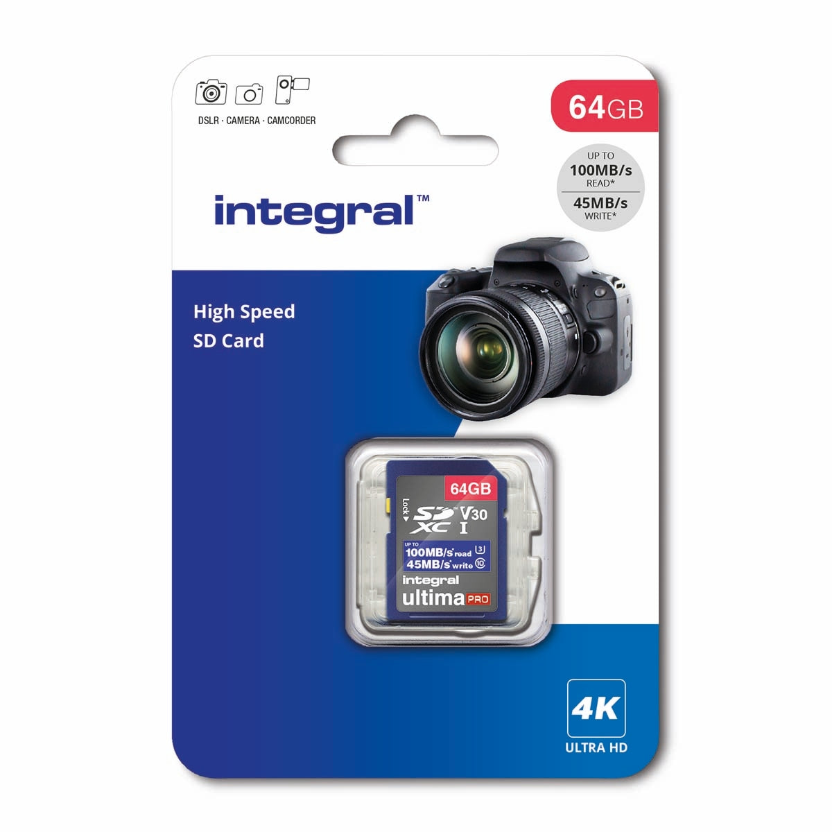 High Speed SDHC/XC V30 UHS-I U3 64GB SD memory card