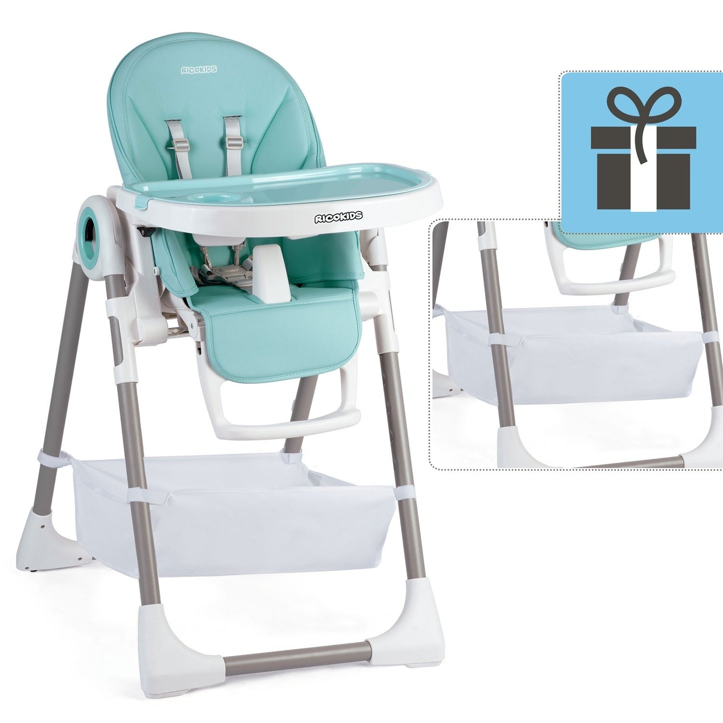 Highchair with table, Belo blue lounger + bar
