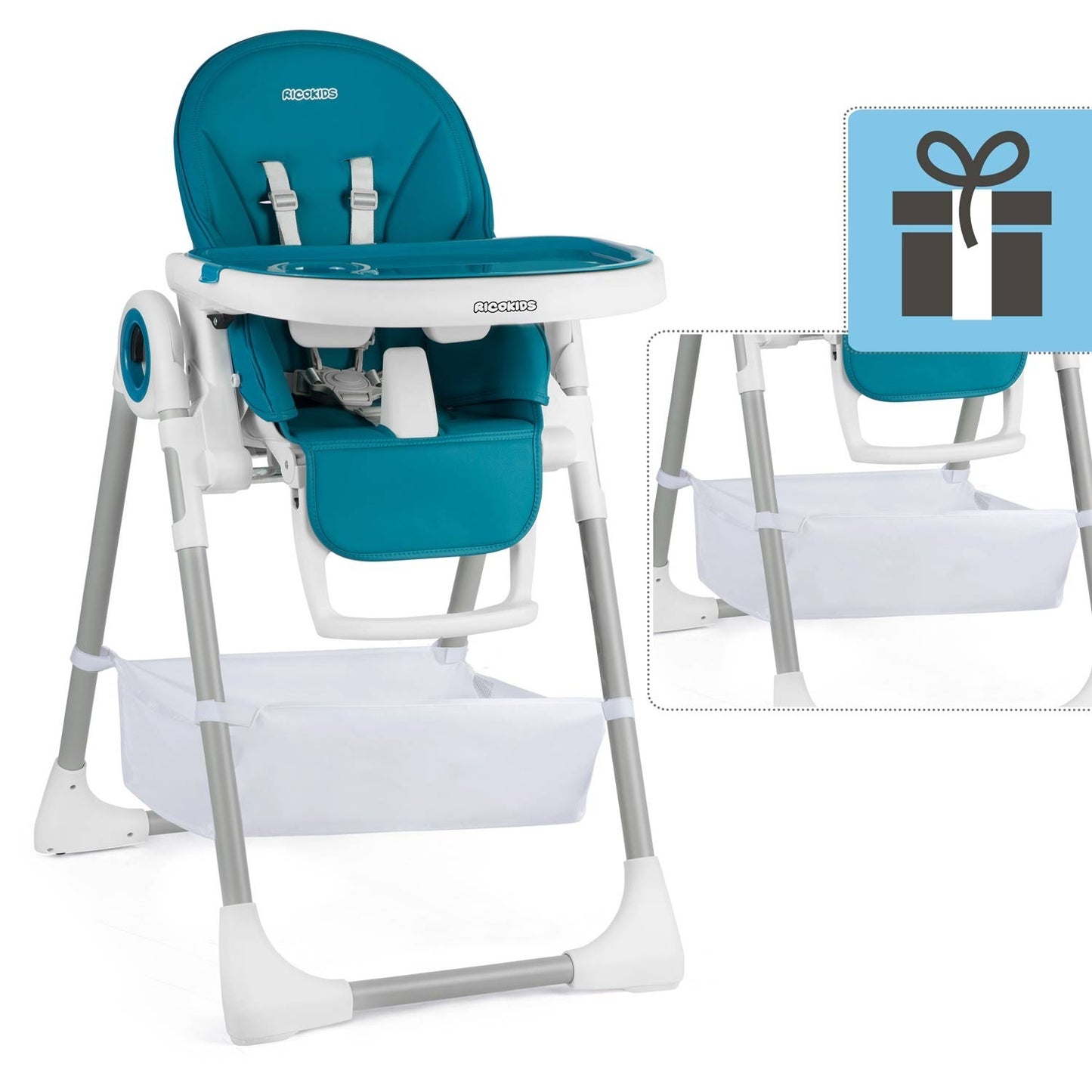 Highchair with table, Belo lounger, dark blue + bar