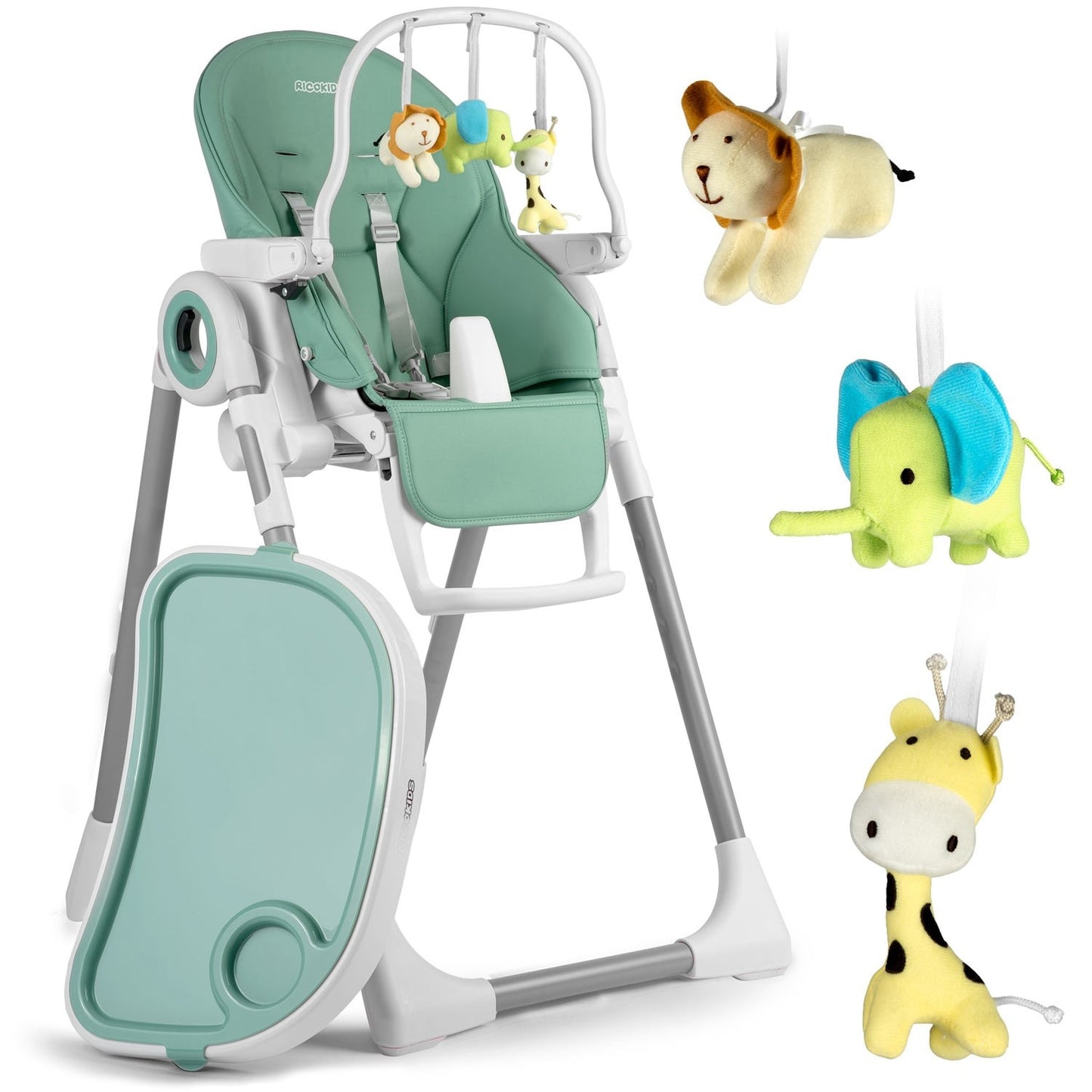 Highchair with table, Belo lounger green + bar