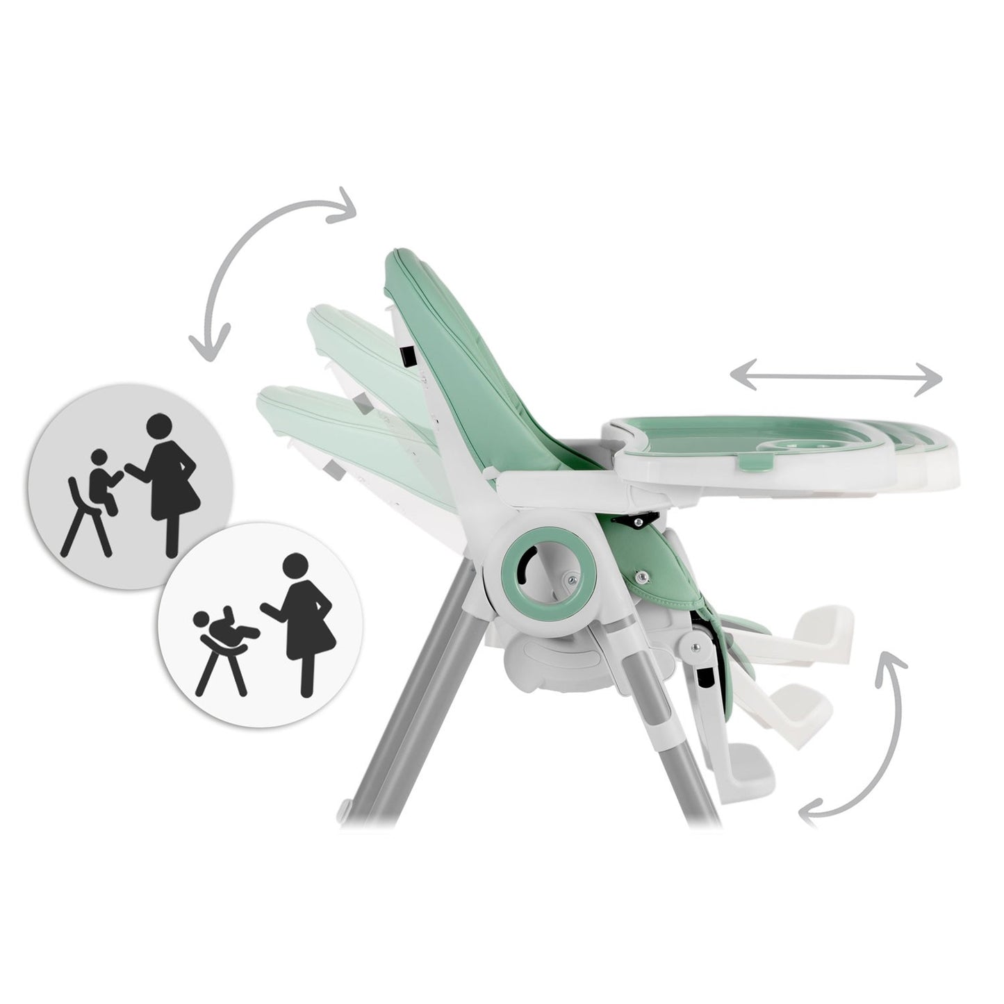 Highchair with table, Belo lounger green + bar