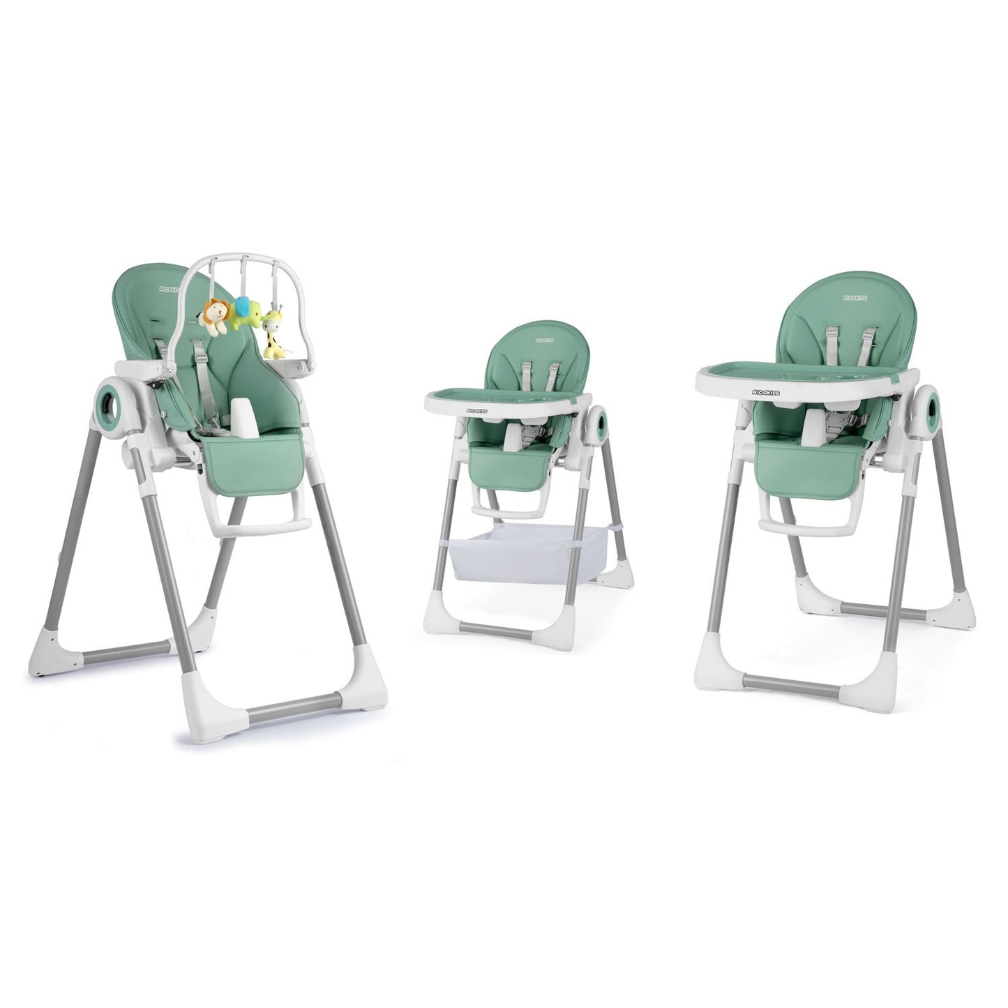Highchair with table, Belo lounger green + bar