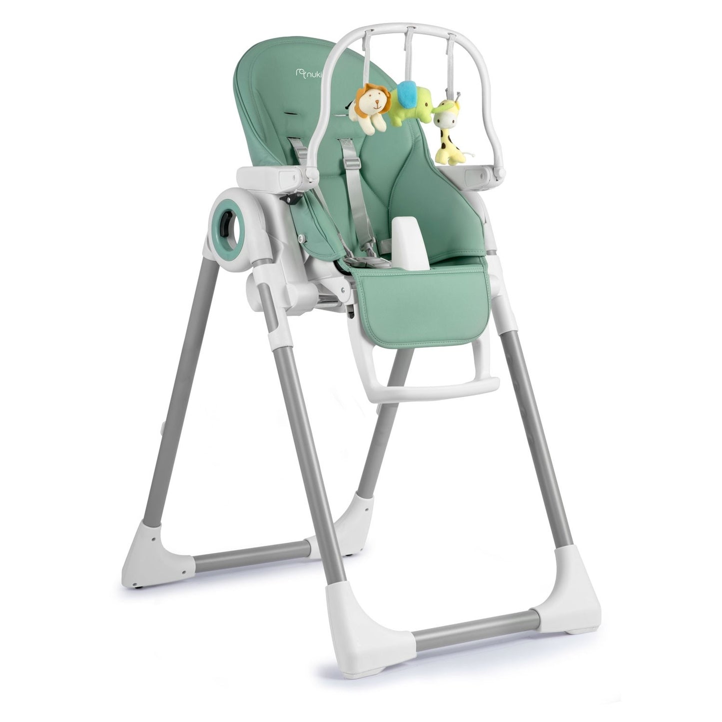 High chair with table, lounge chair Belo green + toy arch