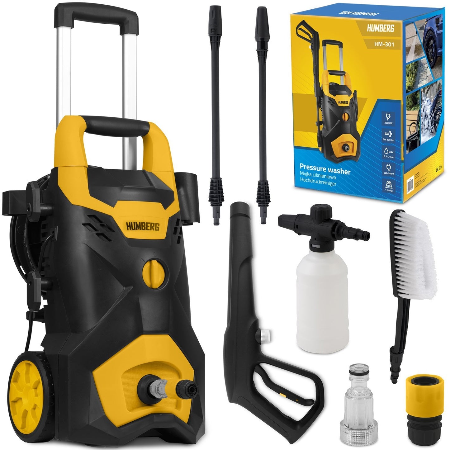 High pressure washer with hose reel 2200W Humberg HM-301