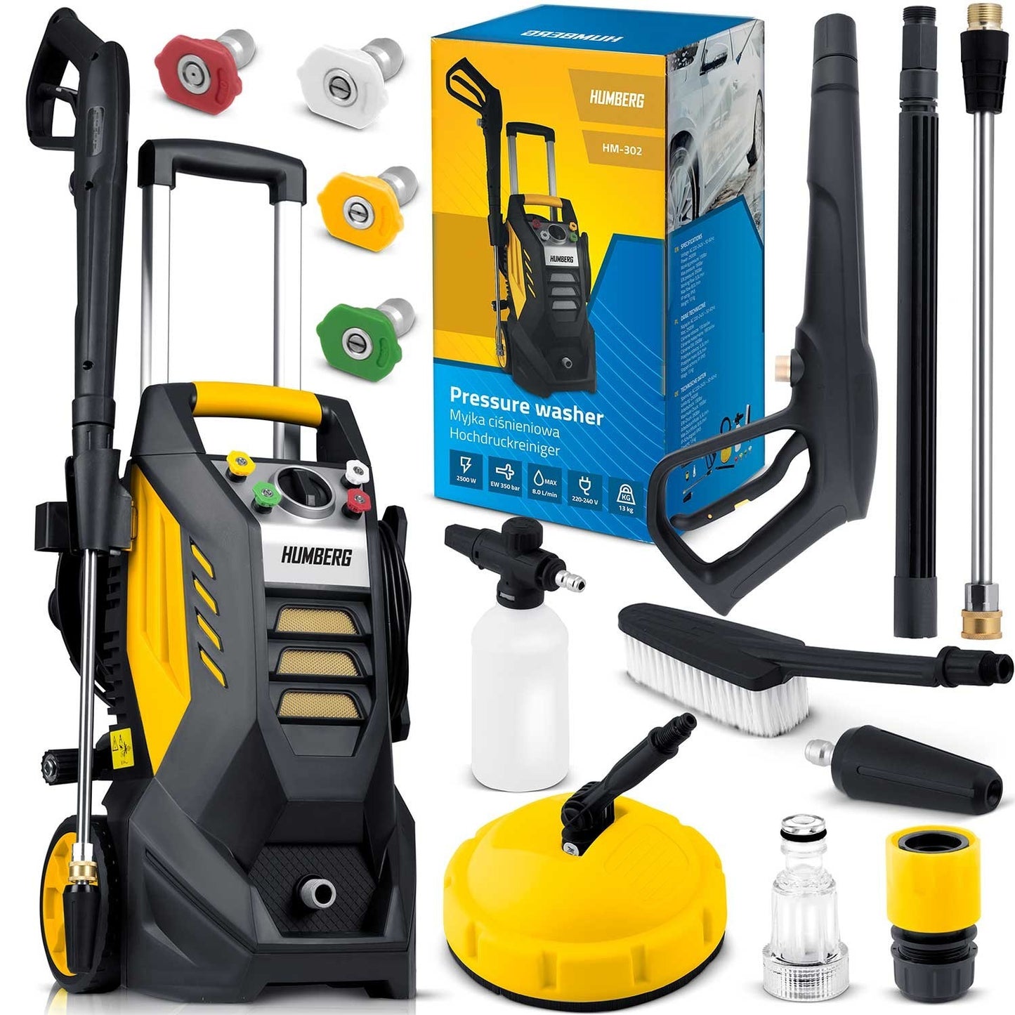 High pressure washer with hose reel 2500W Humberg HM-302