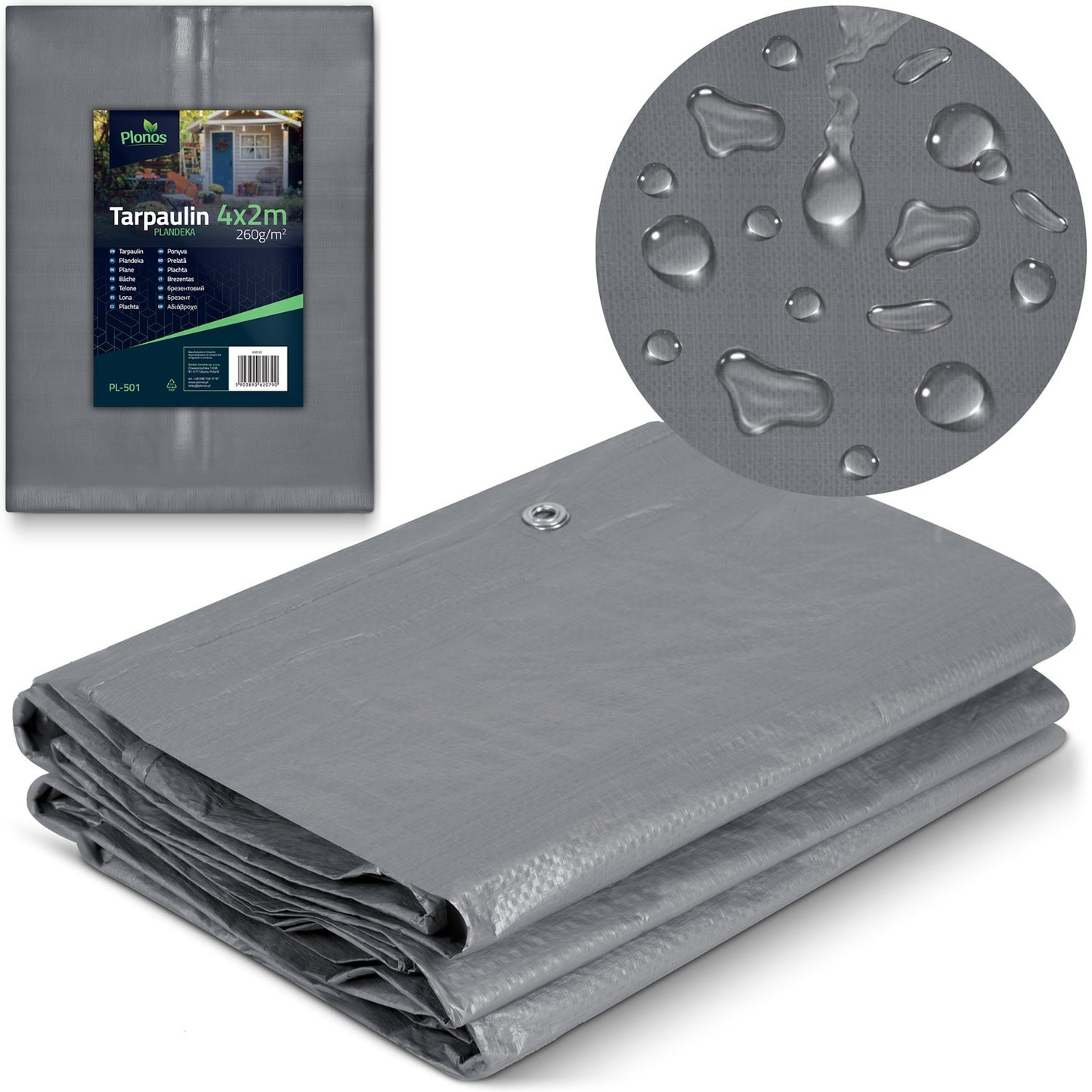 High quality Tarpaulin 400 x 200 cm 260 g/m² Plonos PL-501