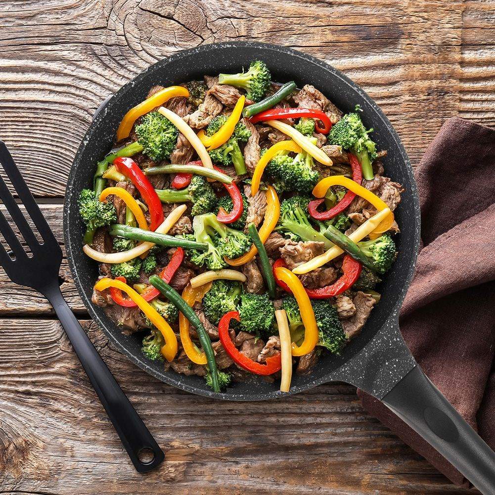 High-quality deep frying pan with Pfluon Granite coating