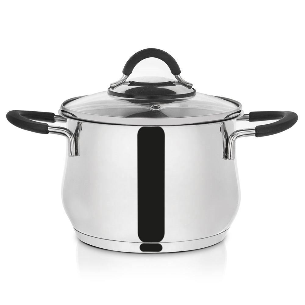 High-quality stainless steel saucepan with lid and steam hole
