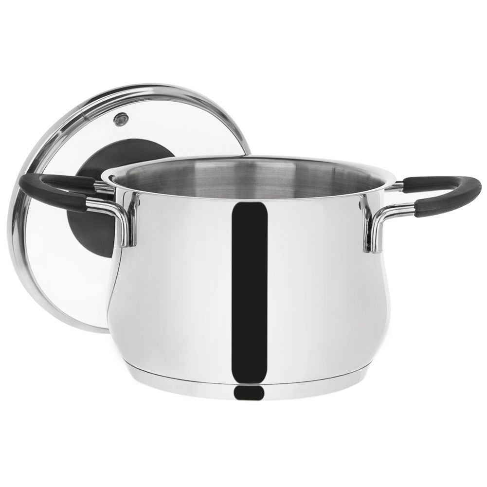 High-quality stainless steel saucepan with lid and steam hole
