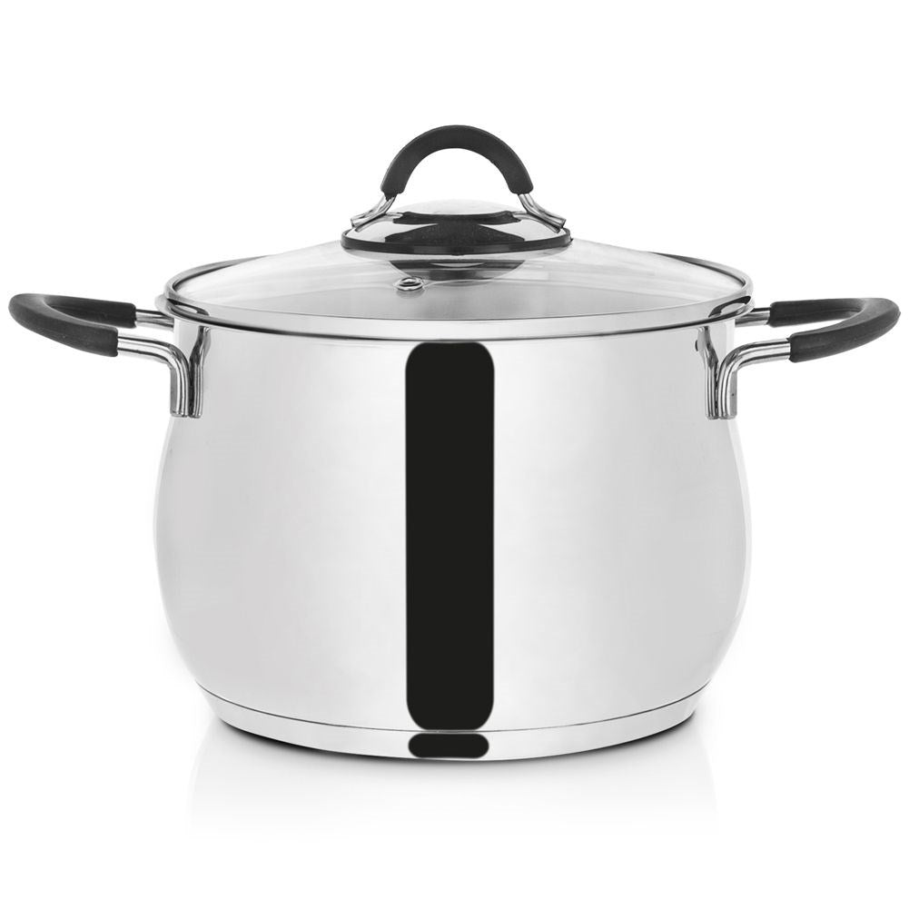 High-quality stainless steel saucepan with lid and steam valve