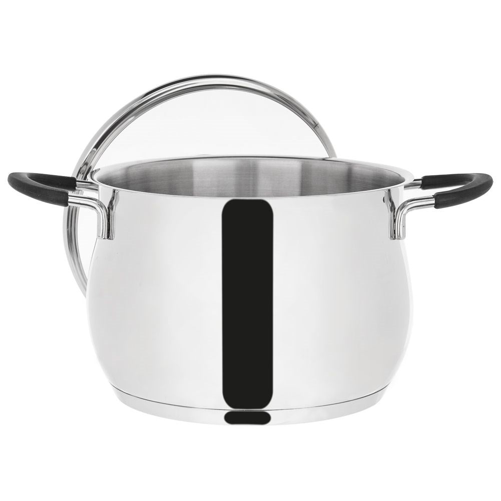 High-quality stainless steel saucepan with lid and steam valve