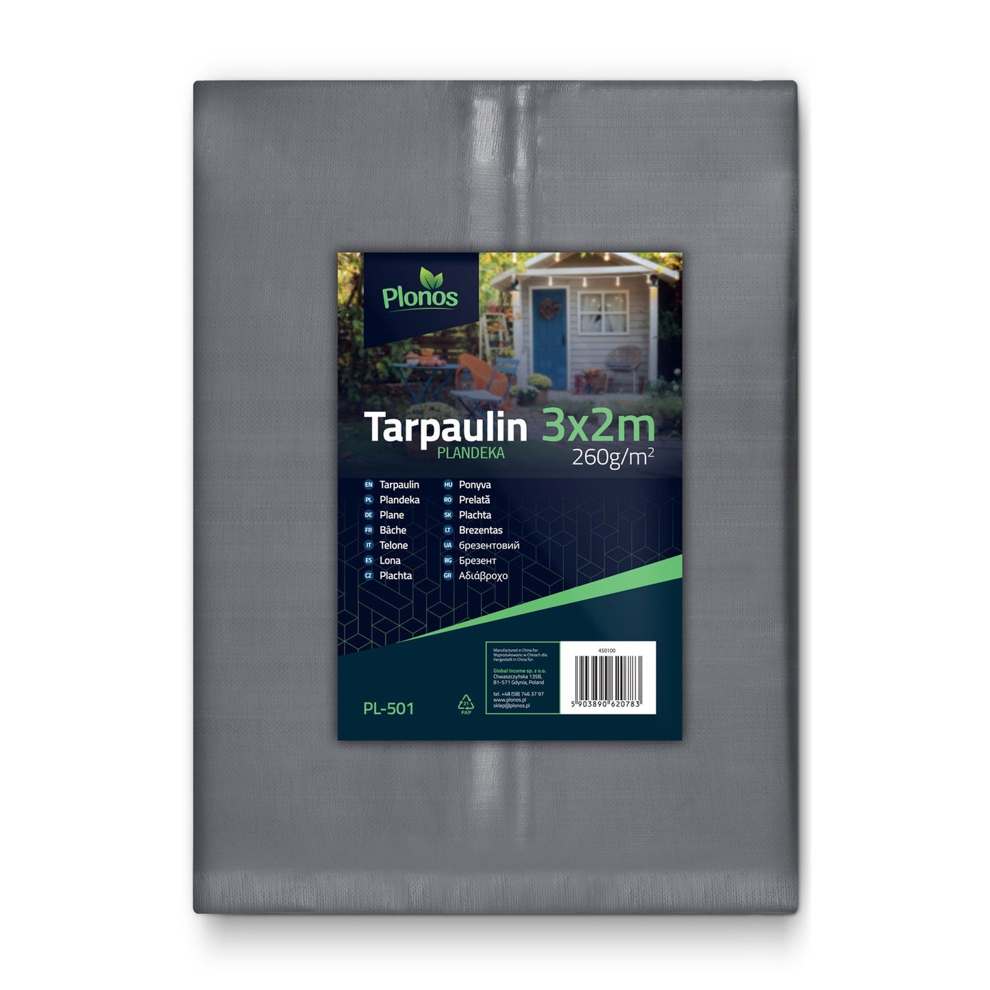 High-quality tarpaulin 300 x 200 cm, 260 g/m² - Plonos PL-501