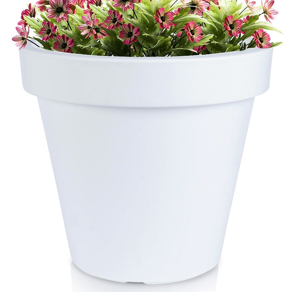 High quality white plastic flowerpot for garden and terrace