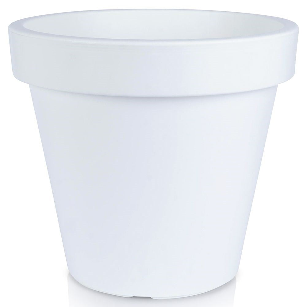 High quality white plastic flowerpot for garden and terrace