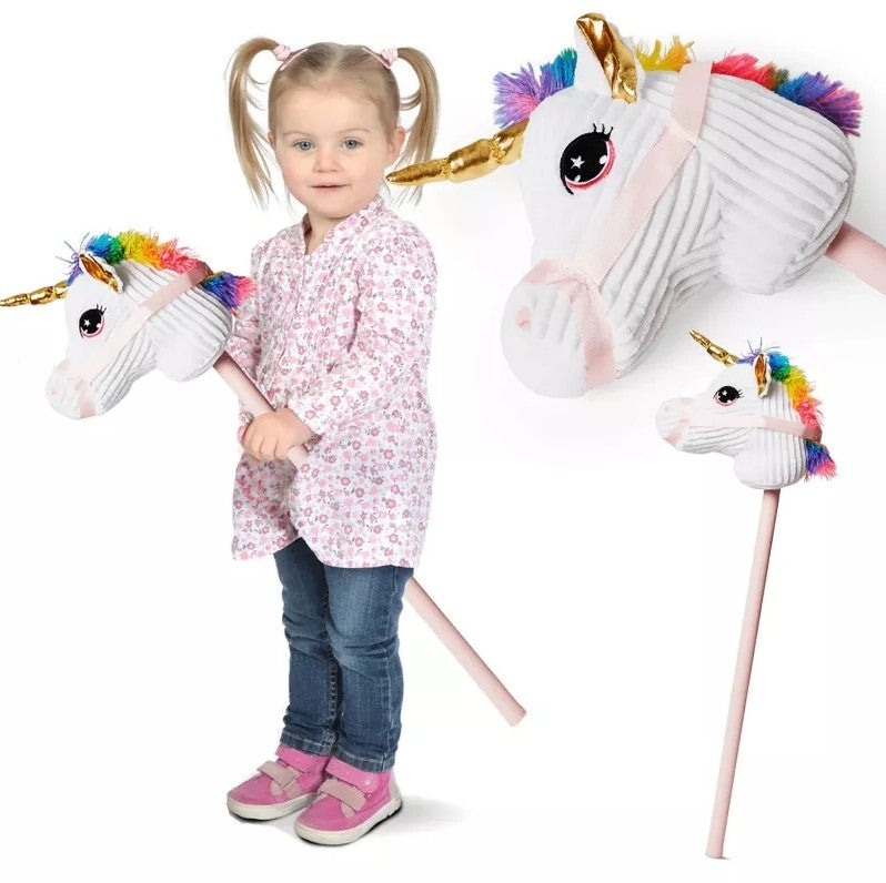 Hobby horse unicorn head on stick plush 78 cm
