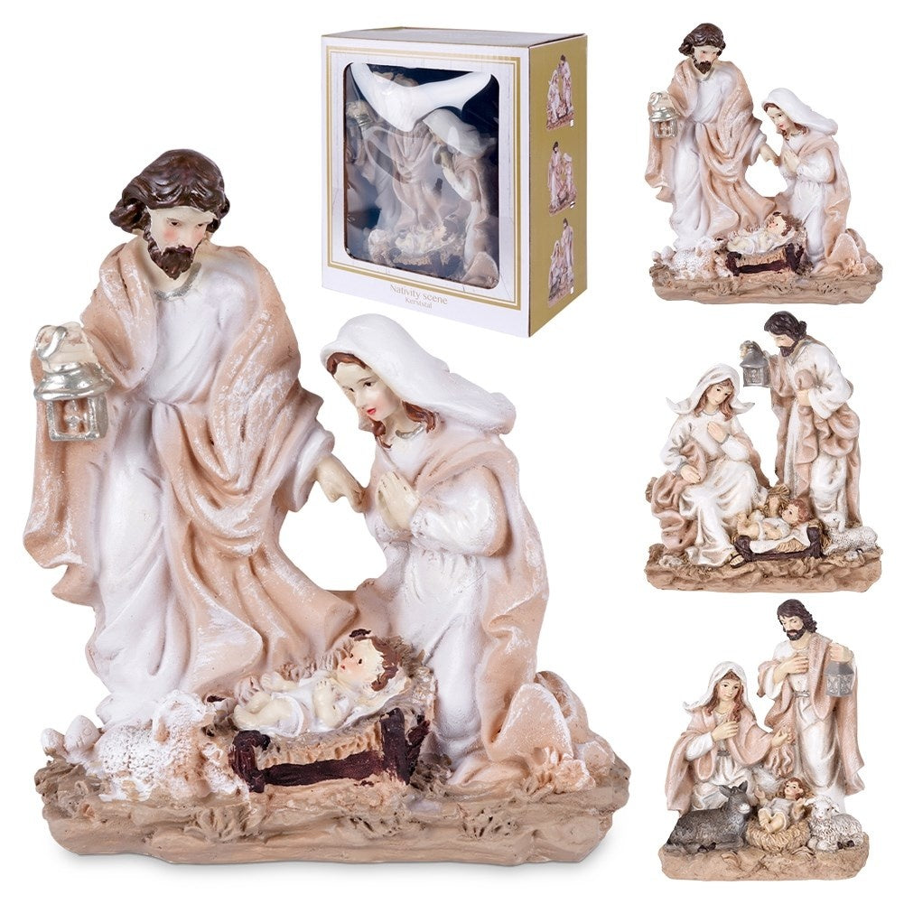 Holy Family Figures in Synthetic Stone for Nativity Scene