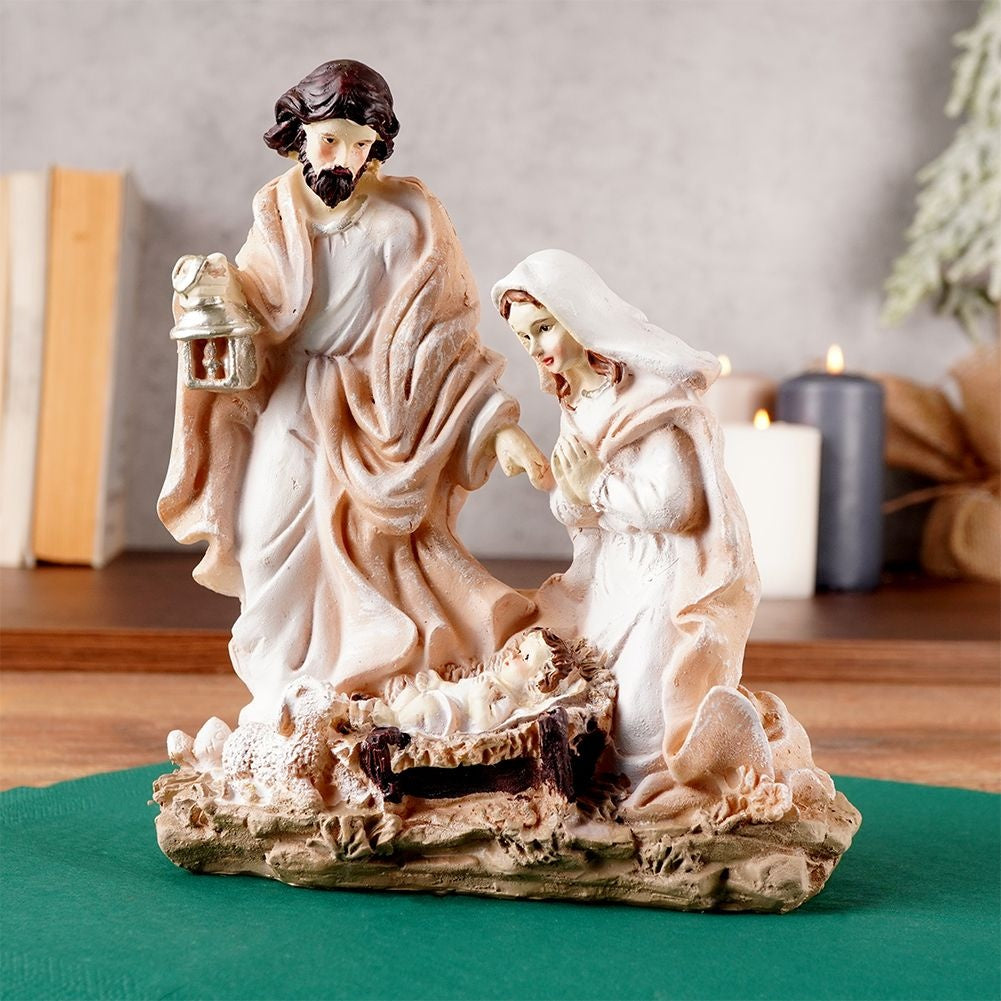 Holy Family Figures in Synthetic Stone for Nativity Scene