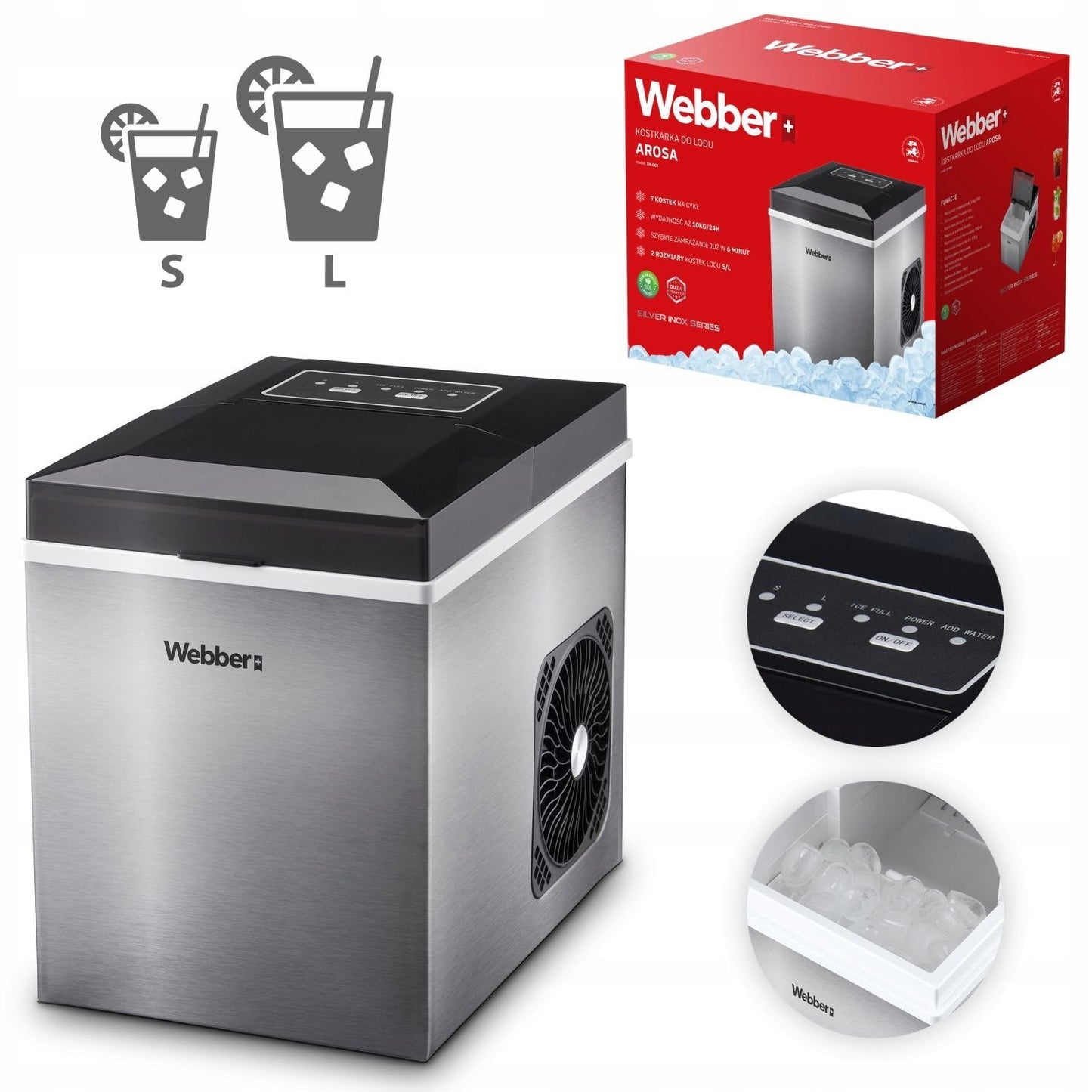 Home Ice Maker Machine, Cubes & Crushed, 10kg Capacity