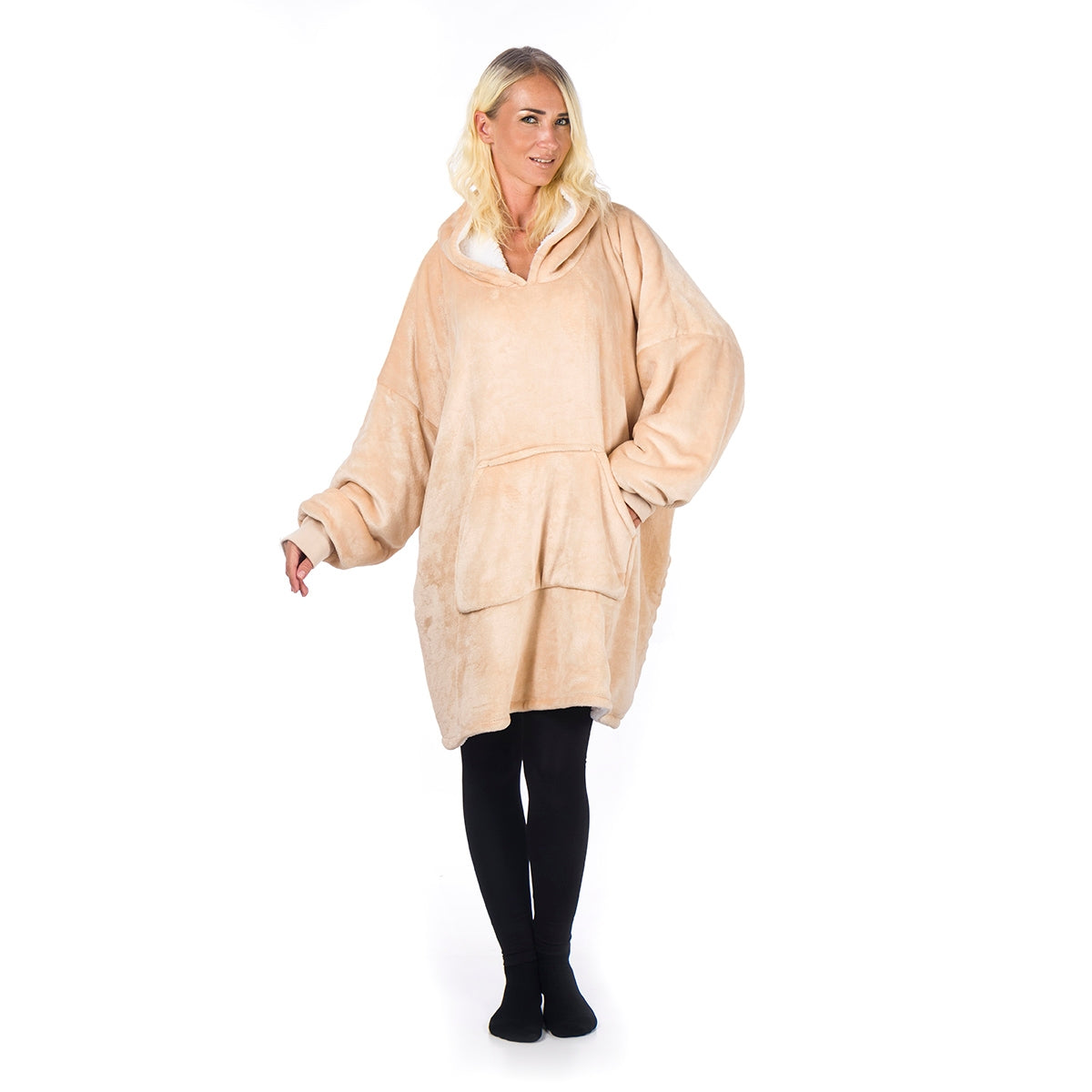 HomeVero - Comfort Blanket - Hoodie Plaid - Beige