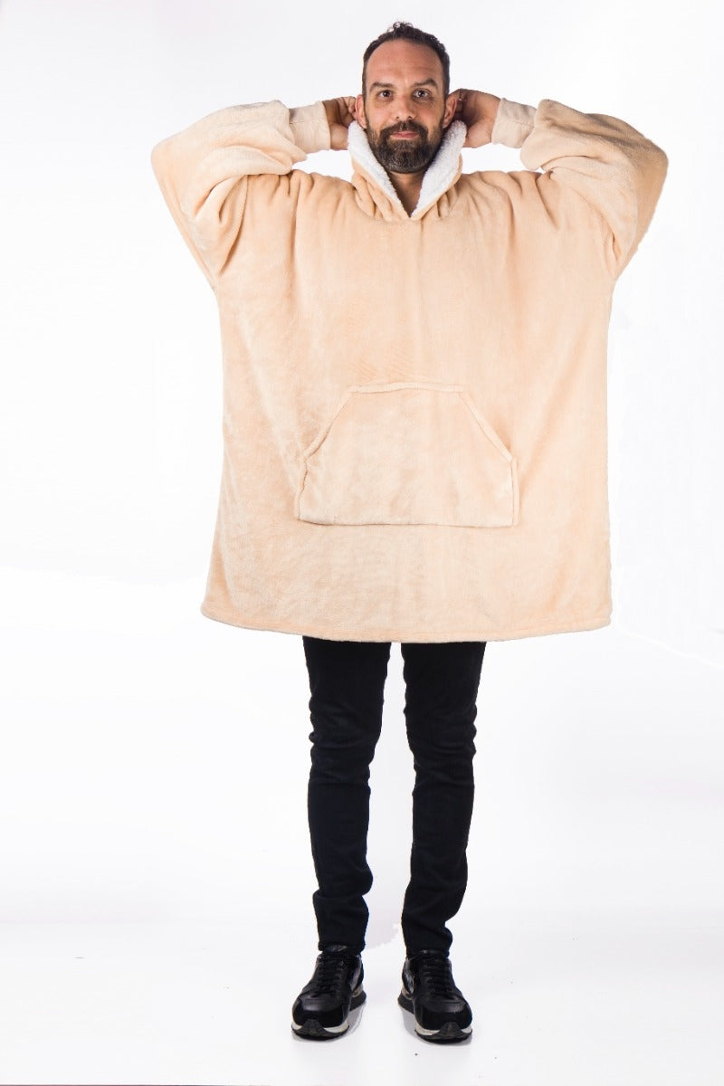 HomeVero - Comfort Blanket - Hoodie Plaid - Beige