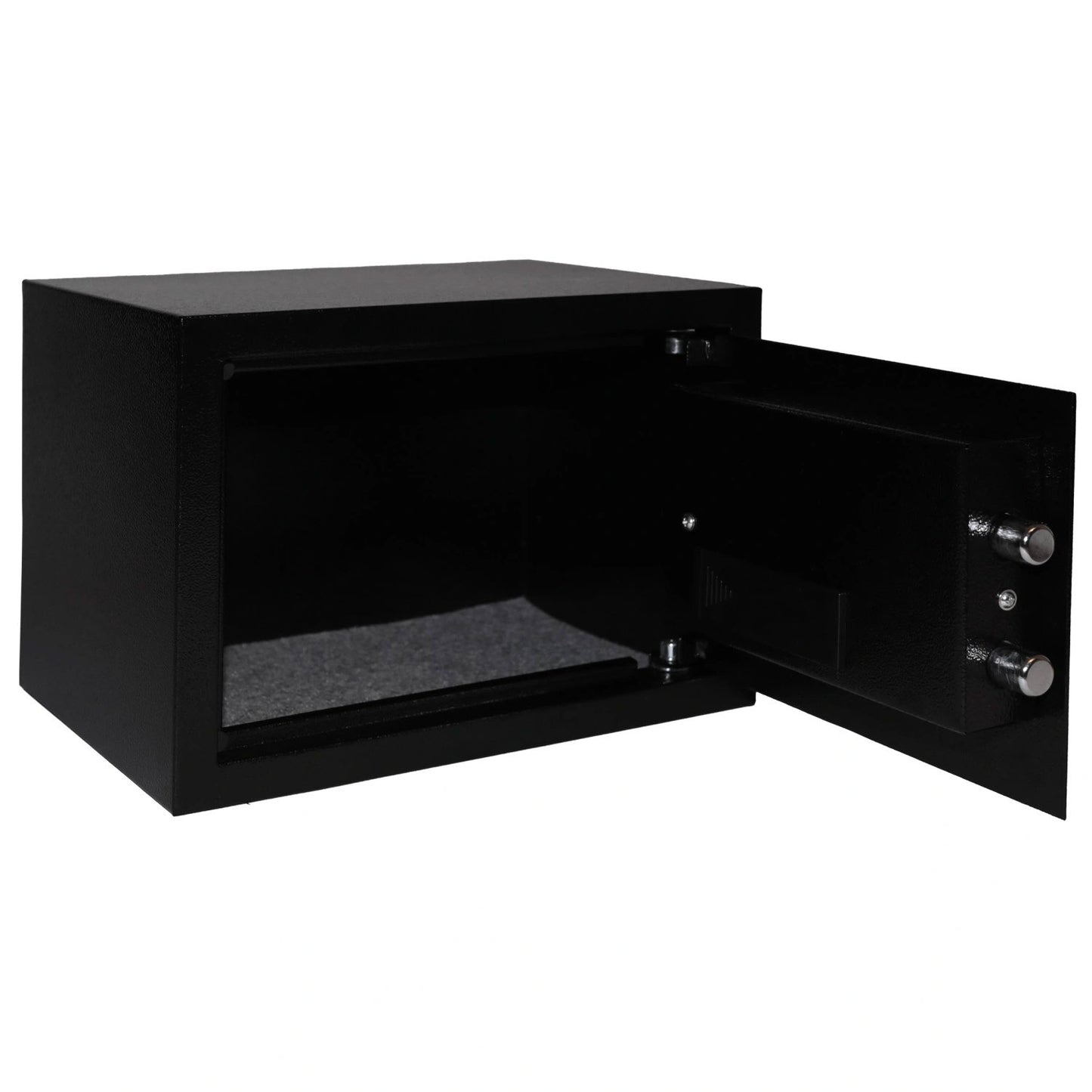 Home safe with electronic lock, key or code access, 31x20x20 cm