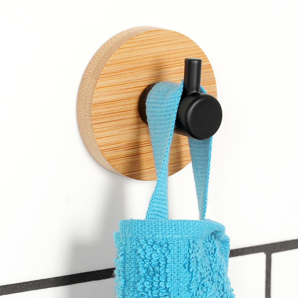 Hook hanger self-adhesive wooden metal black 5x3.5 cm