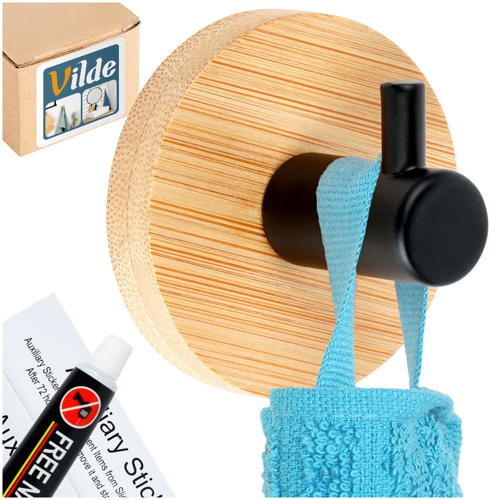 Hook hanger self-adhesive wooden metal black 5x3.5 cm