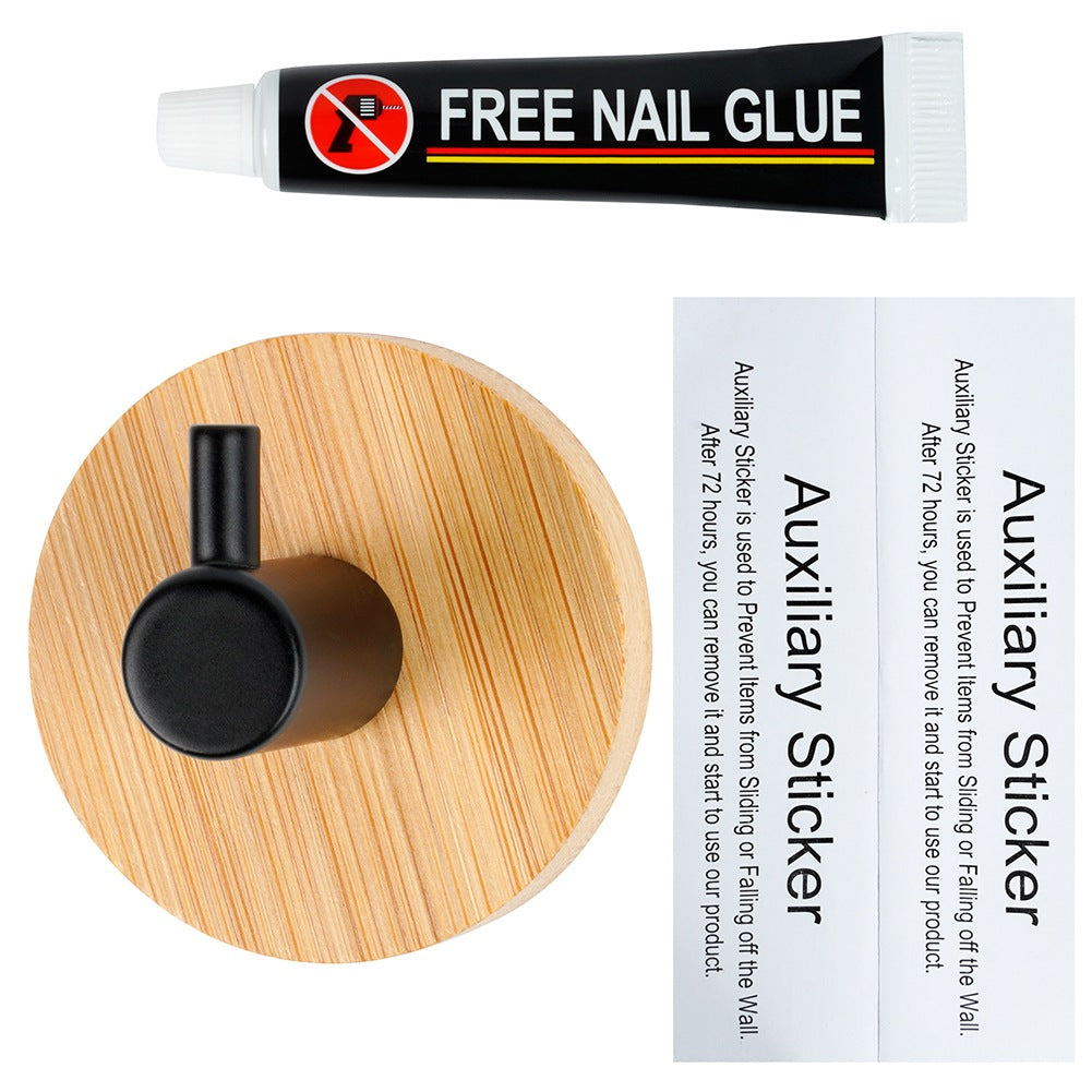 Hook hanger self-adhesive wooden metal black 5x3.5 cm