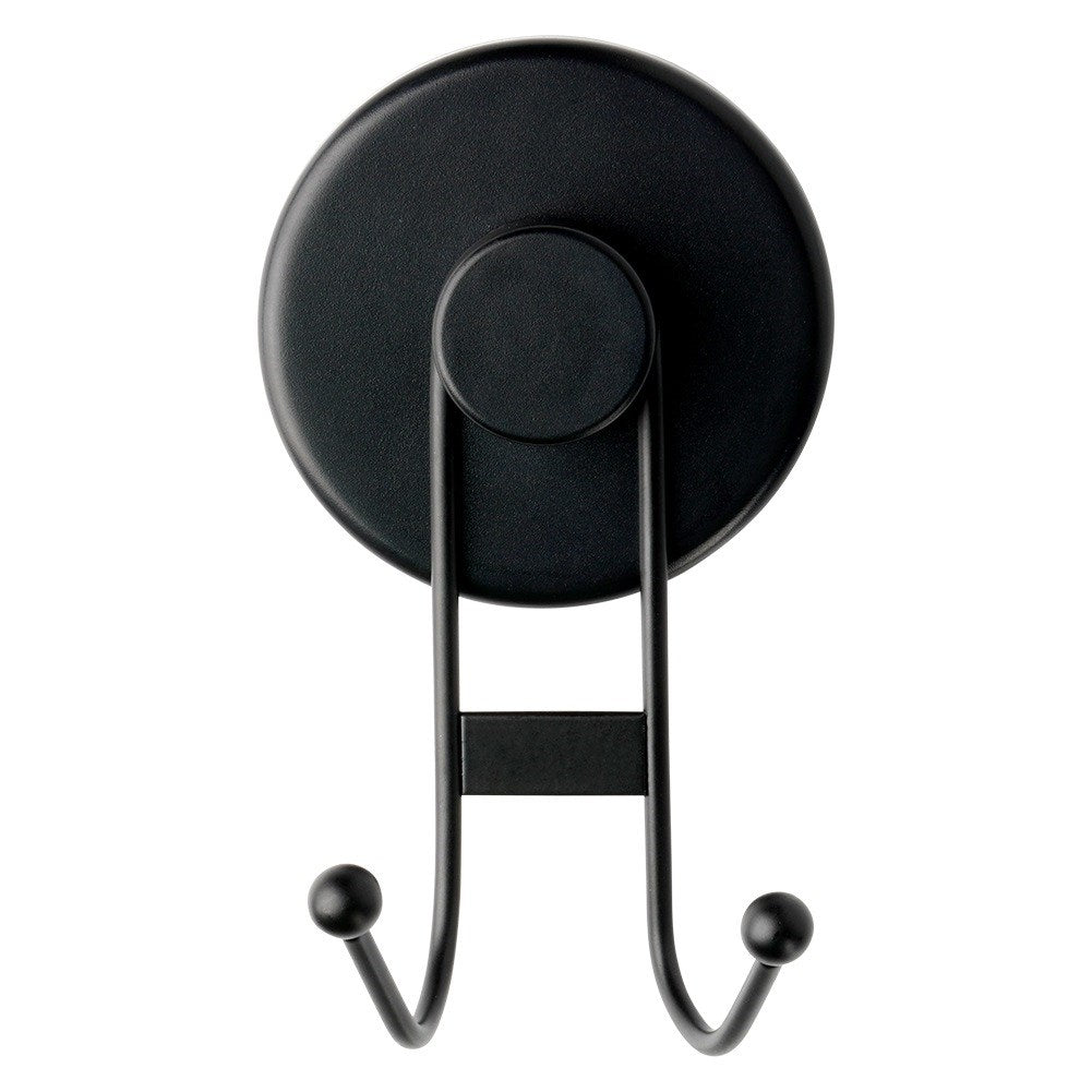 Hook metal hanger black with suction cup double 6.5x5.5x10 cm