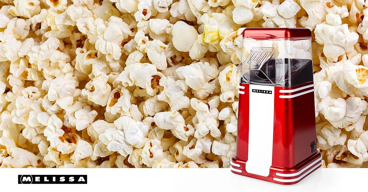 Hot Air Popcorn Maker, 1200W, 60g, Red/White