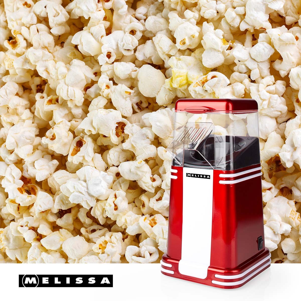 Hot Air Popcorn Maker, 1200W, 60g, Red/White