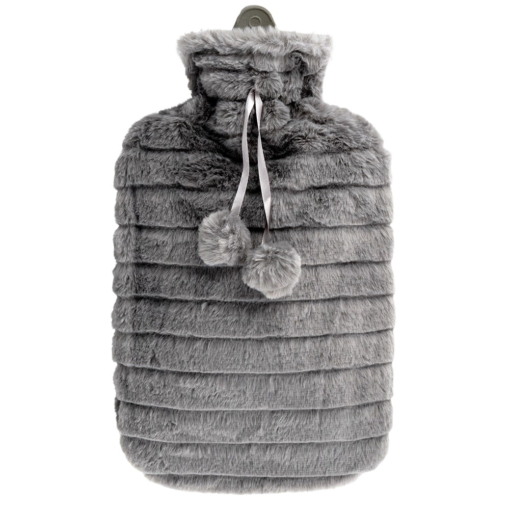 Hot Water Bottle with Gray Sleeve, 2L Capacity