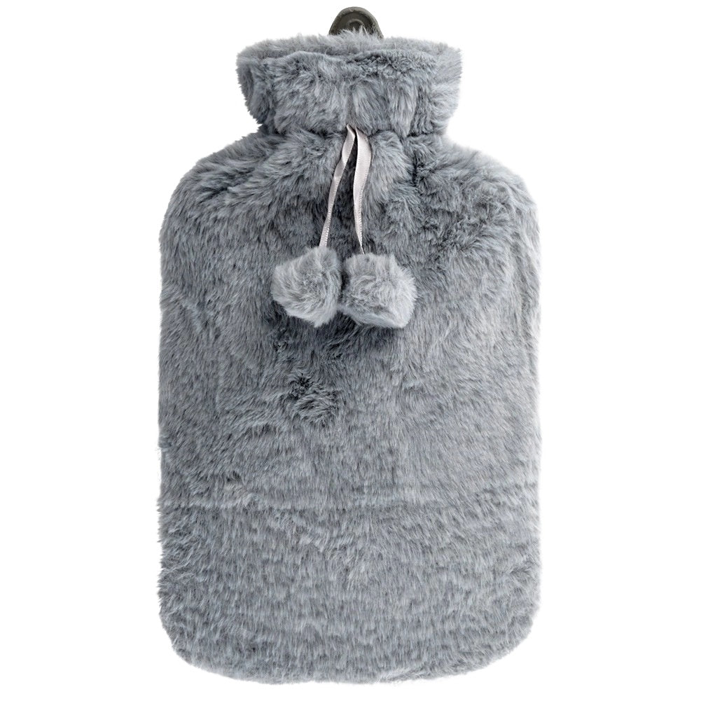 Hot Water Bottle with Gray Sleeve, 2L Capacity
