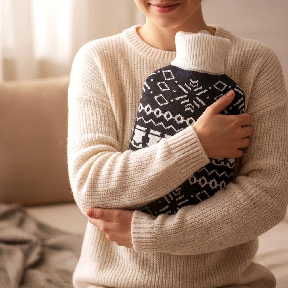 Hot Water Bottle with Sweater Cover, 1.8L Capacity