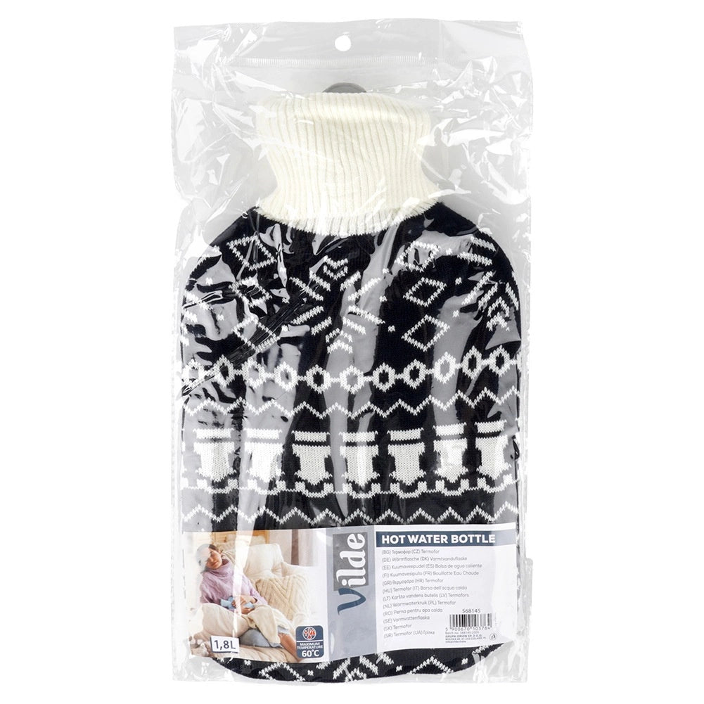 Hot Water Bottle with Sweater Cover, 1.8L Capacity