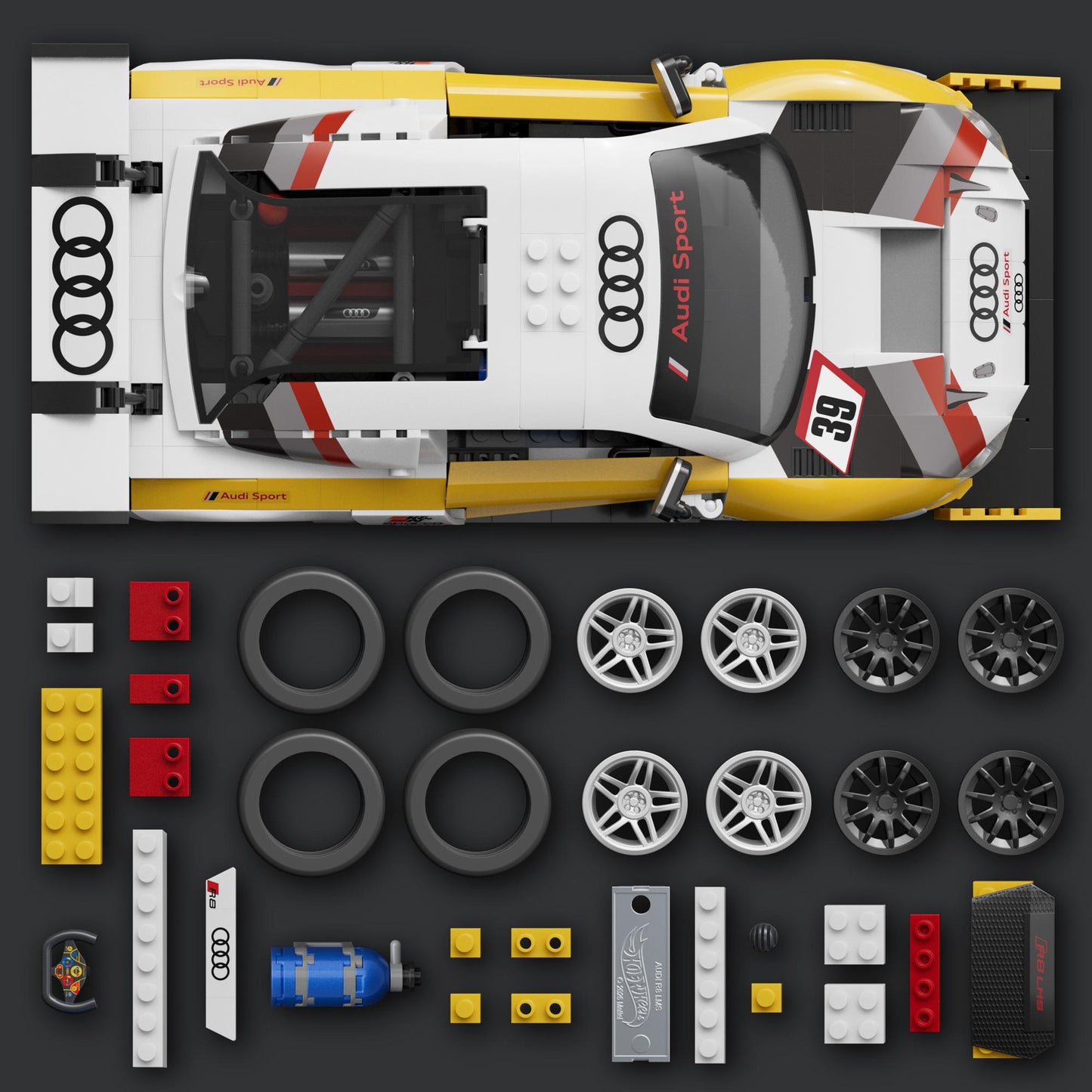Hot Wheels Audi R8 LMS Building Set, 820 Pieces