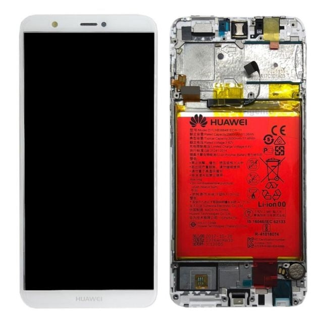 Huawei P Smart Screen LCD display with frame including battery - White