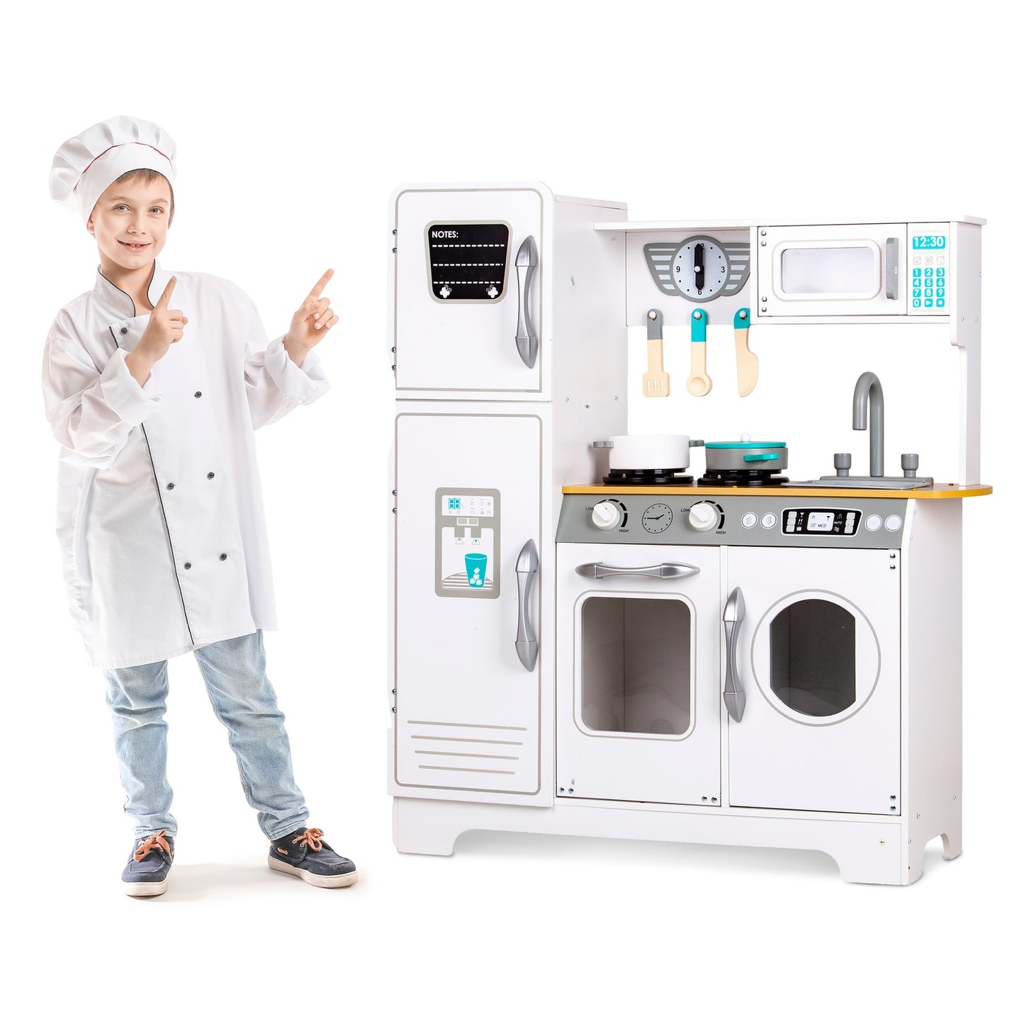 Huge white wooden children's kitchen by ECOTOYS