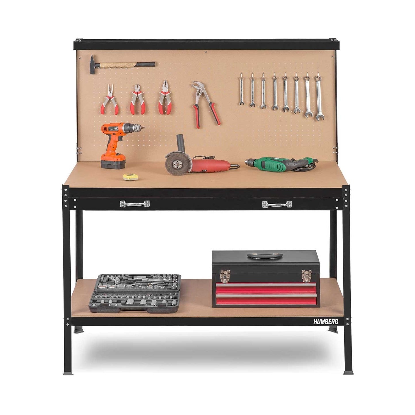 Humberg HM-590 black workshop work table with drawer