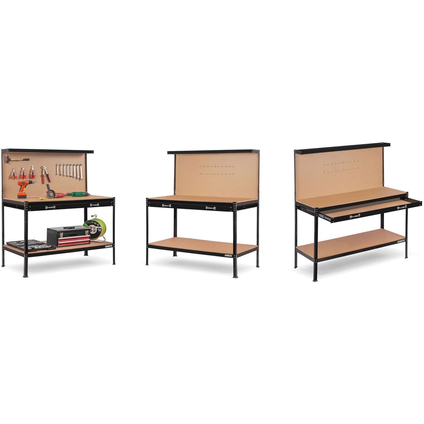 Humberg HM-590 black workshop work table with drawer
