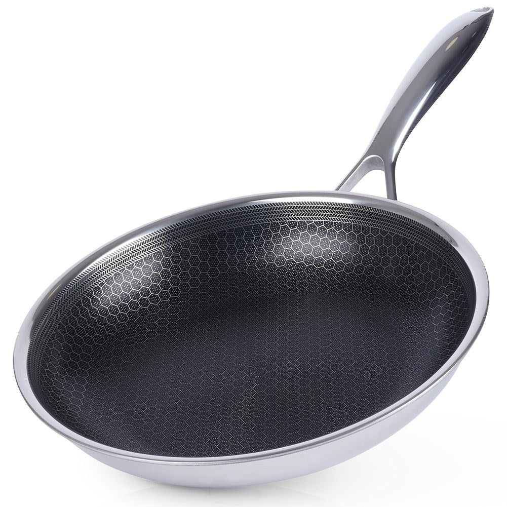 Hybrid Frying Pan: Non-stick & Stainless Steel, Metal Utensils OK