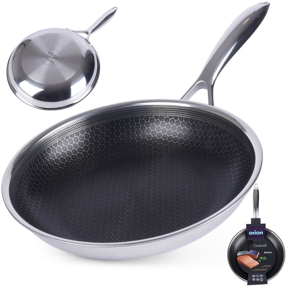 Hybrid Frying Pan: Non-stick & Stainless Steel, Metal Utensils OK